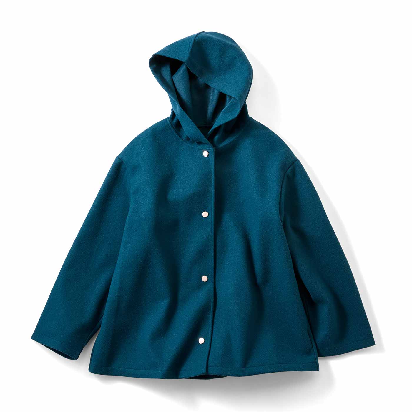 IEDIT［イディット］|マシンウォッシャブルがうれしいフーディー ショート丈コート〈ブルーグリーン〉