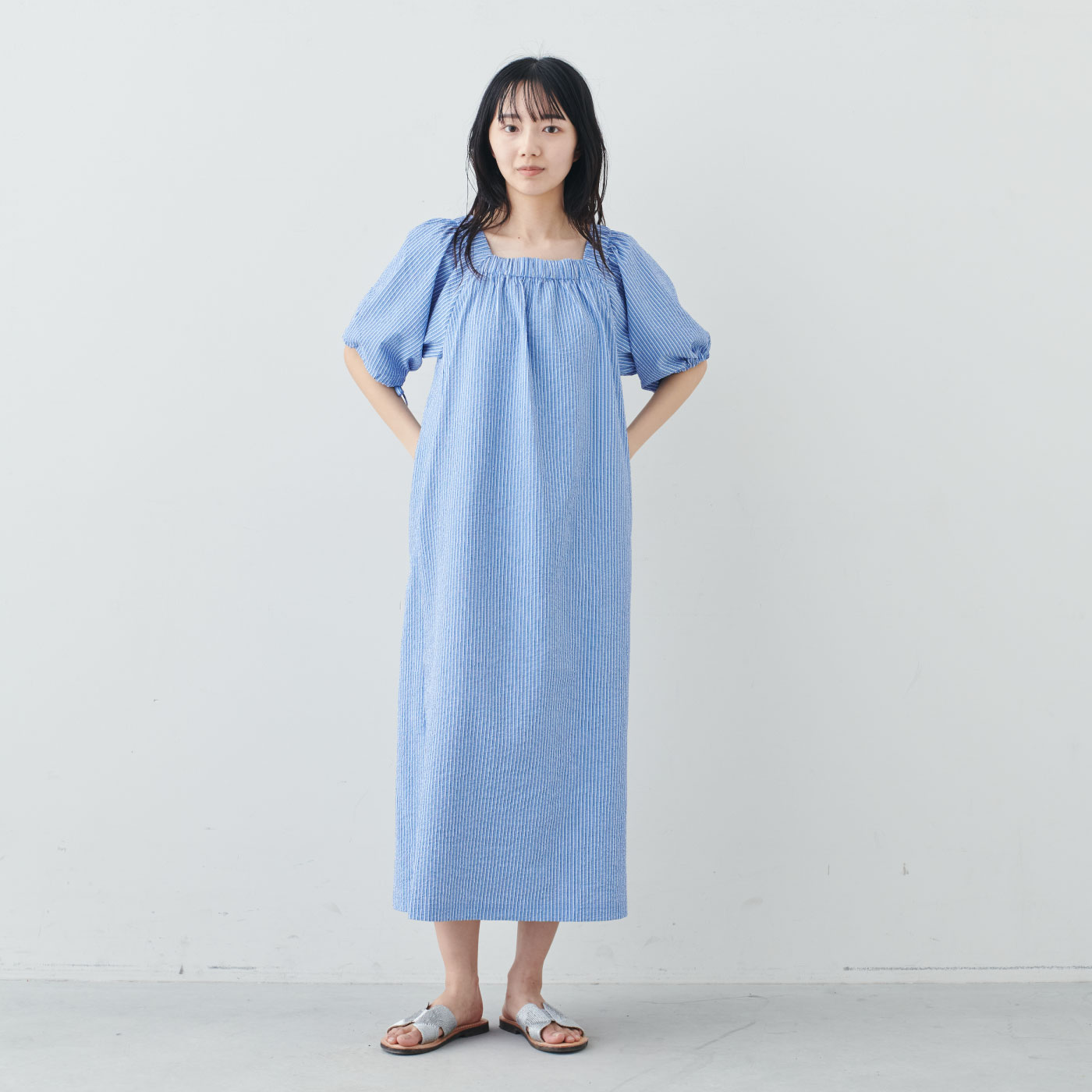 フェリシモファッションニュース|THOUSAND MILE GATHERED DRESS〈STRIPE〉